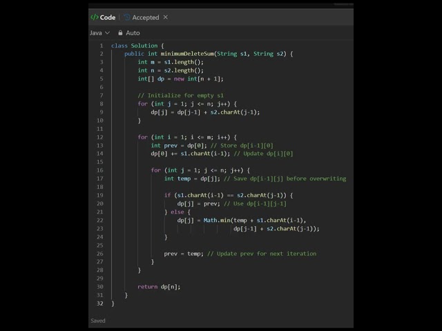 712 Minimum ASCII Delete Sum for Two Strings 1 9 2026