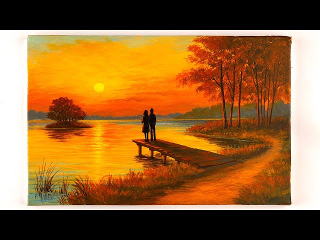 Easy Painting | Sunset Painting | Acrylic Painting Tutorial