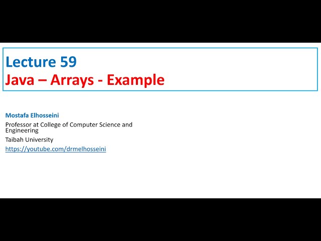 Lecture 59 Java | Array [ Example - Reversing an Array ]