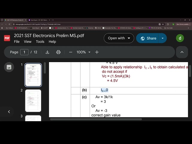 electronics tutorial - going through sst paper 2021