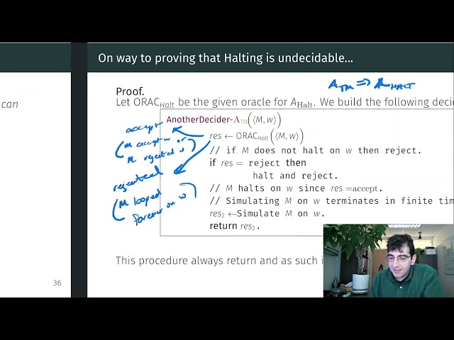 Example reduction to prove undecidability of halt problem