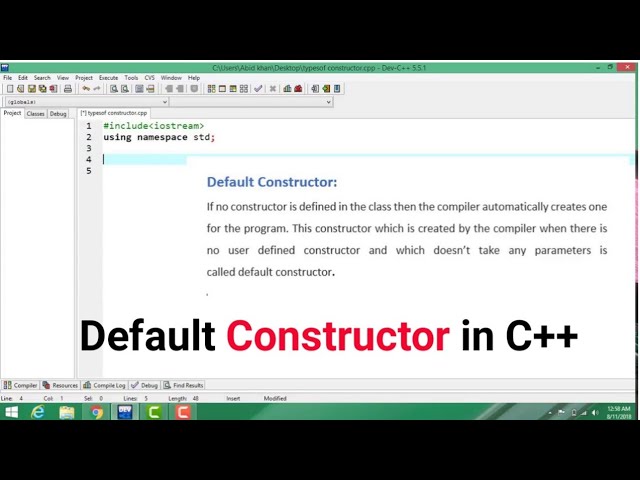Default constructor in c++