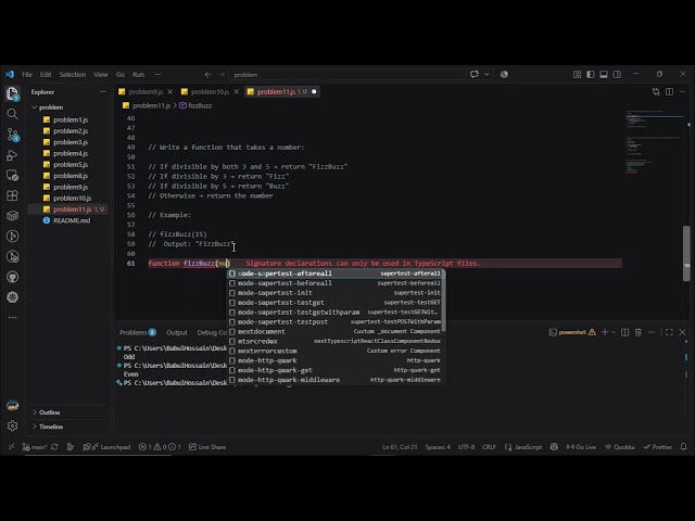 JavaScript Problem Solving for Beginners #11 | Reverse String, Even/Odd & FizzBuzz