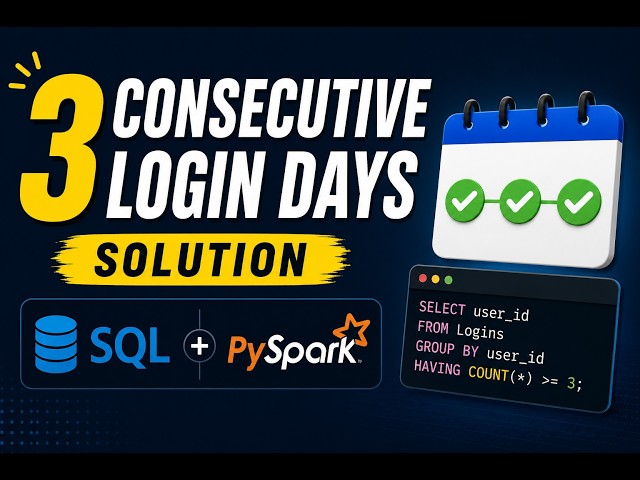 Find 3 Consecutive Login Days Using SQL & PySpark