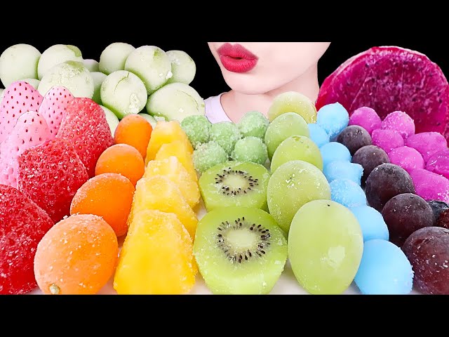 ASMR MUKBANG｜FROZEN FRUITS 얼린 과일 STRAWBERRY, PINEAPPLE, GRAPE, KIWI, ICE CREAM etc. EATING SOUNDS 먹방