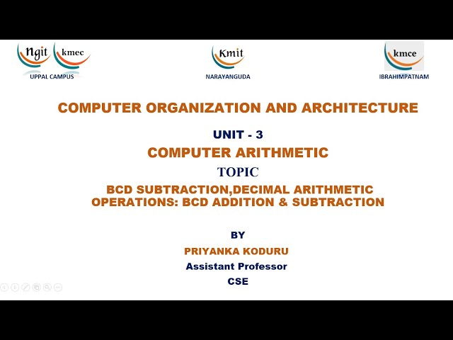 UNIT  - 3_BCD SUBTRACTION,DECIMAL ARITHMETIC OPERATIONS: BCD ADDITION & SUBTRACTION
