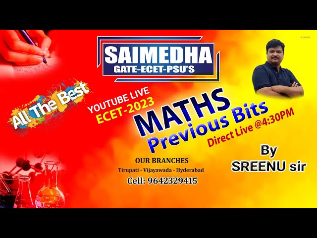 MATHS ECET 2023 II PREVIOUS EXPECTED BITS II SAIMEDHA