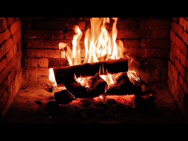 Real Time Fireplace 4K 🔥 Winter Night Wood Burning 3 Hours | Cold Evening Fire Crackling Sleep ❄️