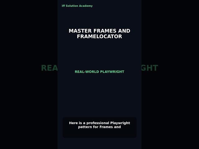 Playwright Frames and frameLocator