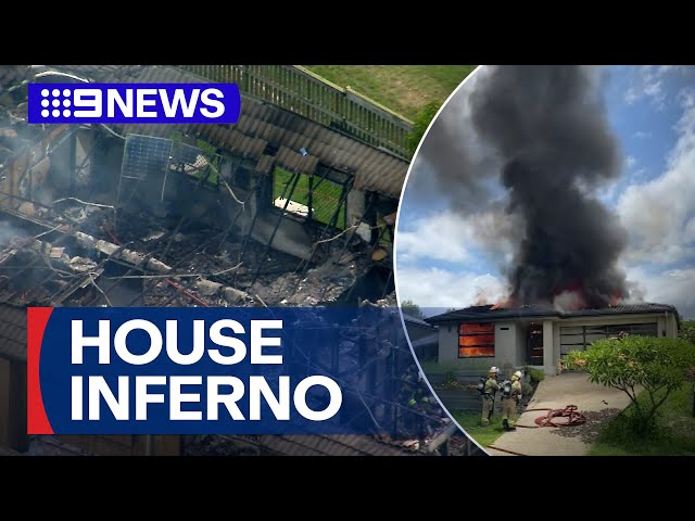 Family home destroyed in Springfield inferno | 9 News Australia