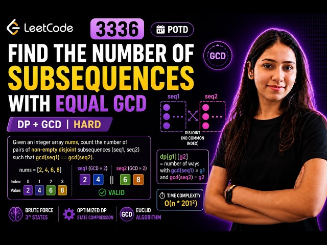 LeetCode 3336 | Find the Number of Subsequences With Equal GCD | Java | DP + GCD | Hard Explained