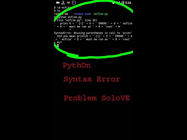 python syntax error problem solove  in termux