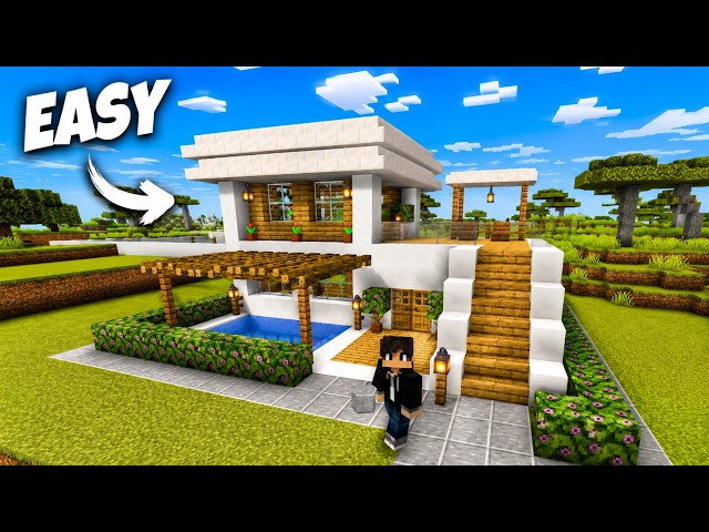 MODERN HOUSE MINECRAFT TUTORIAL ( EASY ) #minecraft #builder