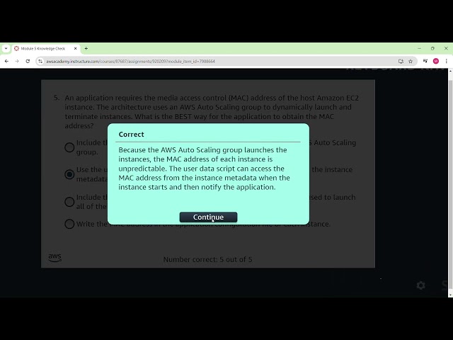 AWS Academy Cloud Architecting Module - 5 Knowledge Check