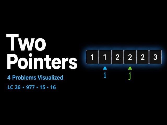 Two Pointers Visualized — 4 LeetCode Problems | LC 26, 977, 15, 16 | DSA_VISUALS