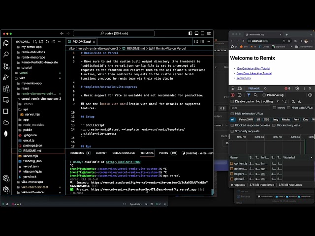deploy remix v2 as a vite plugin to vercel with headless express pattern