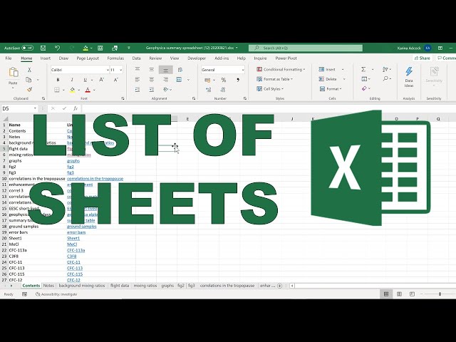 How to create a table of contents in excel with hyperlinks