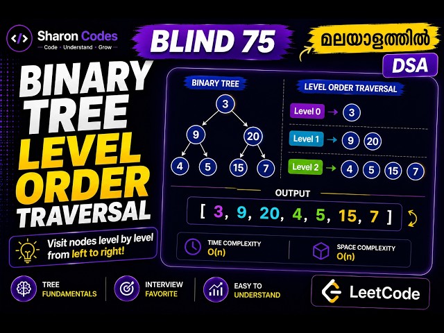 30  Binary Tree Level Order Traversal | BLIND 75 in Malayalam | DSA