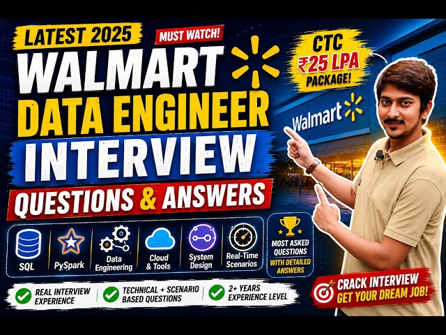 Walmart Data Engineer Interview Questions & Answers | SQL, PySpark, Databricks, Azure | ₹25 LPA CTC