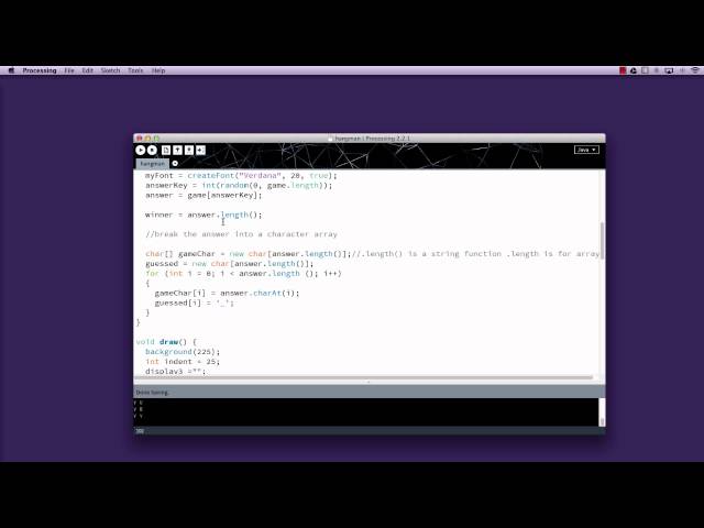 Processing Arrays: Hangman step 5
