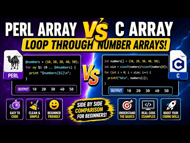 Perl Array vs C Array | Loop Through Number Arrays with a For Loop (Beginner Tutorial)