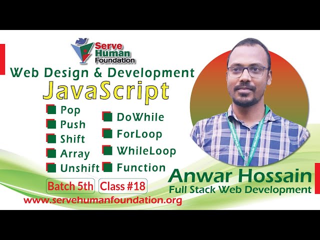 JavaScript | For Loop | While Loop | Do While | Array | Function | Push | Pop | Batch 5th | Class 18