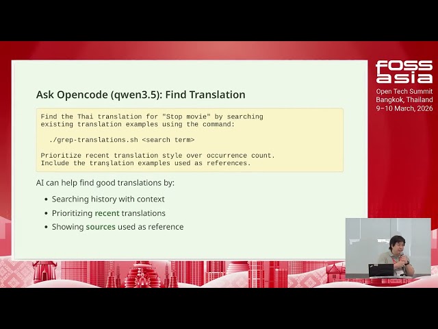 Lazy-L10N: Accelerating OSS Translation with Local LLMs and pgvector, Vee Satayamas #FOSSASIA2026