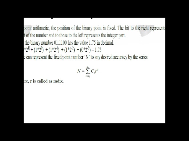 floating and fixed point number representation