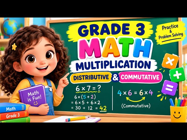 Grade 3 Math | Distributive & Commutative Properties | Practice & Problem Solving