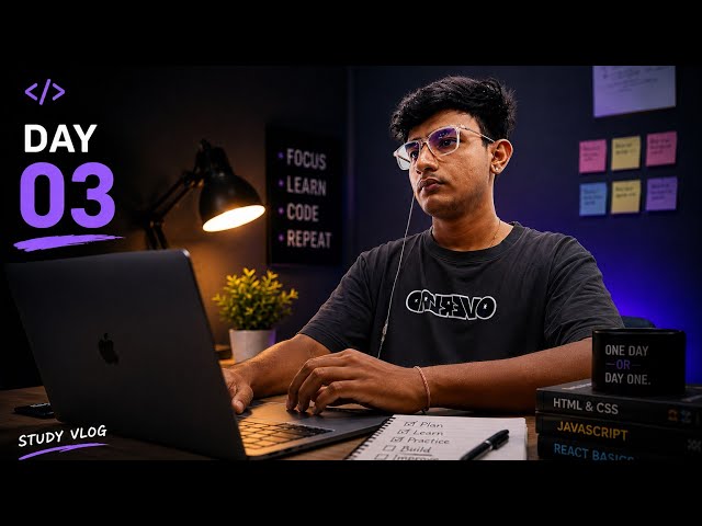 Road to Web Developer | Day 3 🚀 | Study Vlog | Staying Consistent