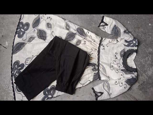 Girls Beautiful Suit Cutting & Stitching | Easy Kurti and Elastic Pants Tutorial 👍🏻