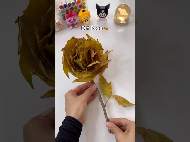DIY Rose from Autumn Leaves - Easy Fall Craft Idea⁠ 🍁