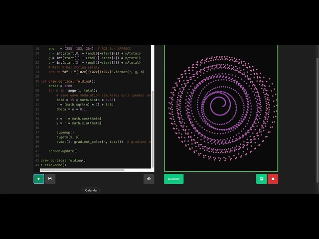 Neural Migration (The Cortical Folding Spiral) #python #turtle #programming #learning #growing