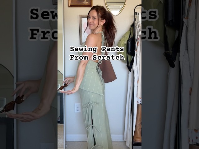 Sewing pants without a pattern🤍 #sewing #sewingtutorial #sewingtips #upcycledfashion #sewingclothes