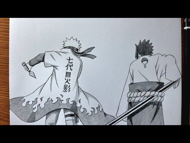 How To Draw Naruto With Kunai And Sasuke With Katana || Naruto Drawing Tutorial