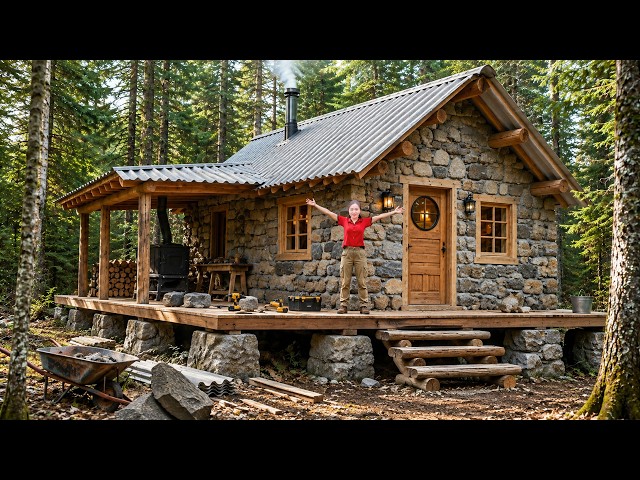 Building a Stone House & Roofing | Off Grid Farm & Log Cabin Build