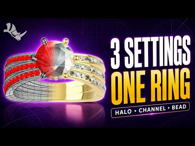 3 Stone-Setting Styles in One Ring | Rhino Jewelry CAD Tutorial #553