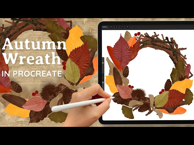 Make an Autumn Wreath Digital Collage in Procreate