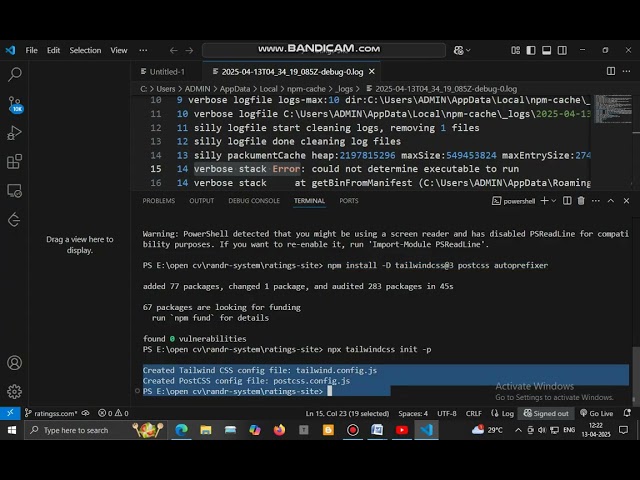 npx tailwindcss init -p error
