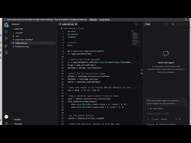 AI🤖 From AI Generated Code to a 3D Model in Fusion 360