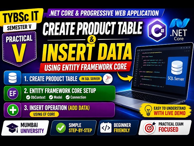 TYBSCIT PRACTICAL-5b|.NET Core Practical|Create Product Table in SQL Server using Entity Framework
