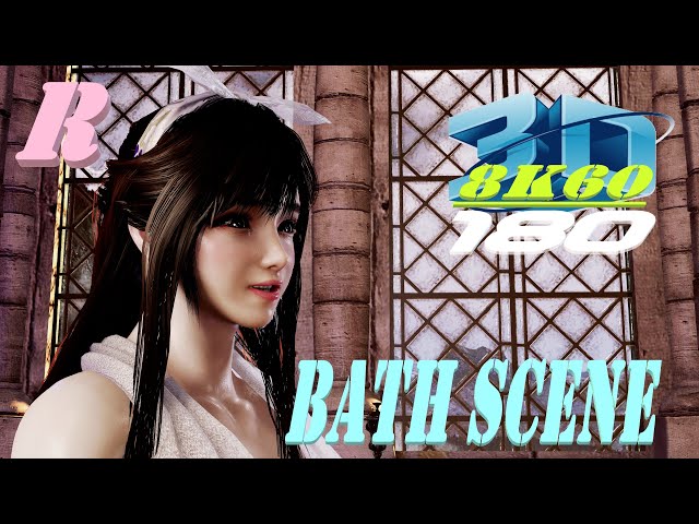 Experience 8K 3D VR180, Bath Scene, Witcher 3 Kaer Morhen, お風呂シーン, KPOP, MMD, VaM, 3DVR, Special