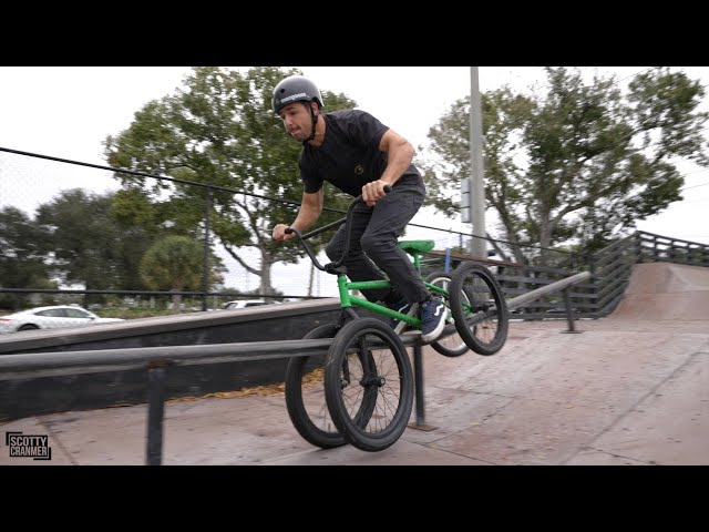 Riding The QUAD BMX Bike At The Skatepark Almost Destroyed Him!