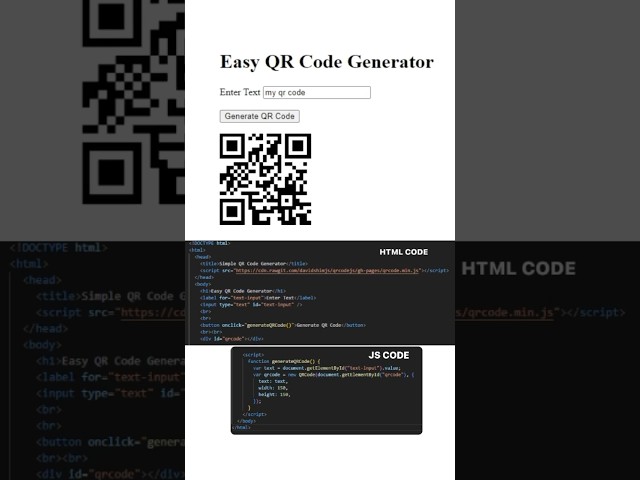 Easy way to generate QR code using HTML & JAVASCRIPT #htmlhacks #htmltutorial