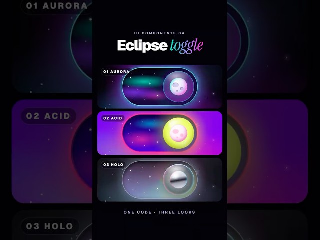 Eclipse dark mode toggle: 3 looks, one code (HTML, CSS & JS)