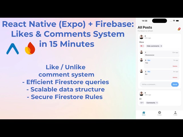 React Native Firebase: Likes & Comments System in 15 Minutes (Expo)
