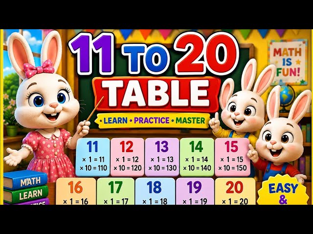 📚 🔢 11 to 20 Tables | Learn Multiplication Tables Easily | Kids Math | Tables for Kids