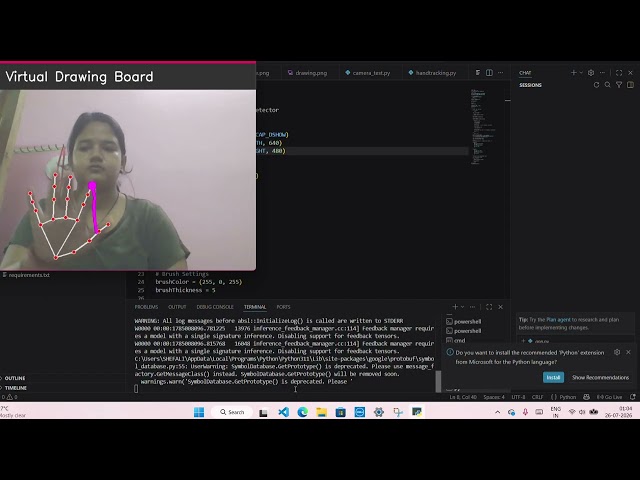 AI Virtual Drawing Board using Python | OpenCV & MediaPipe | Computer Vision Project