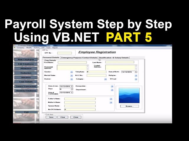 Payroll system step by step using Vb.net and Sql Server Part 5