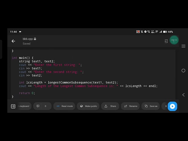 DSA Coding Question: Longest Common Subsequence (LCS) Using Dynamic Programming in C++